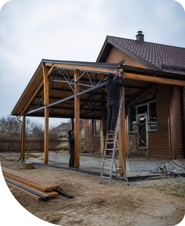 Пристройка навеса к дому и участку в Азнакаеве под ключ